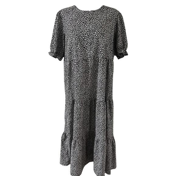 Prettygarden Flutter Sleeve Animal Print Spring Dress Black White XL Cottagecore - Picture 2 of 10